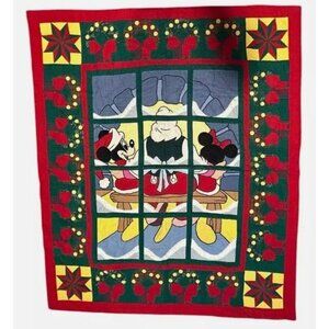 Disney Santas Workshop Handmade Quilted Throw Blanket 50x60 Cotton New